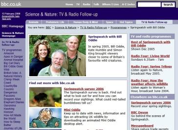 Springwatch 2006 Website