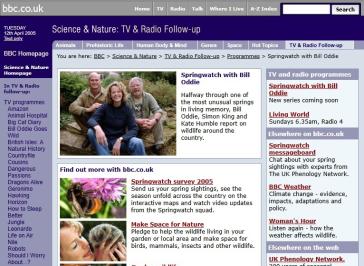 Springwatch 2005 Website