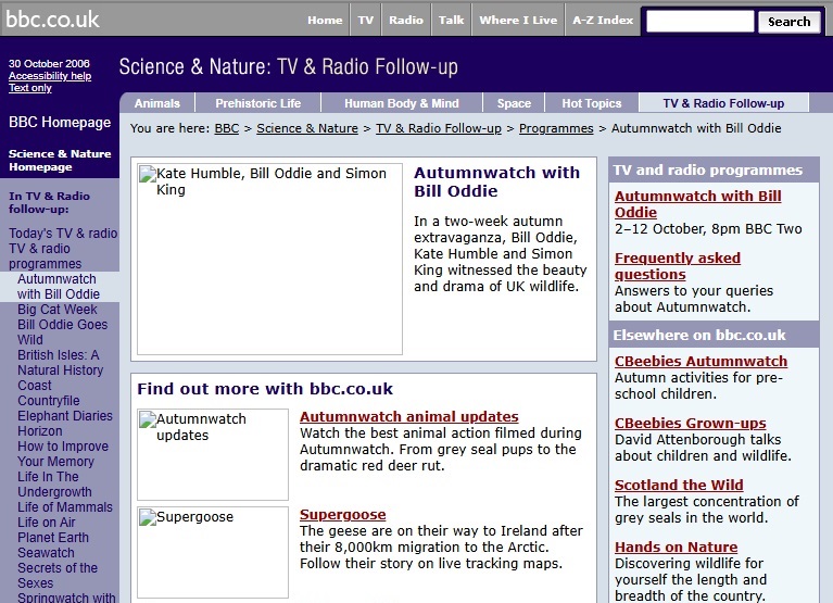 Autumnwatch 2006 Website