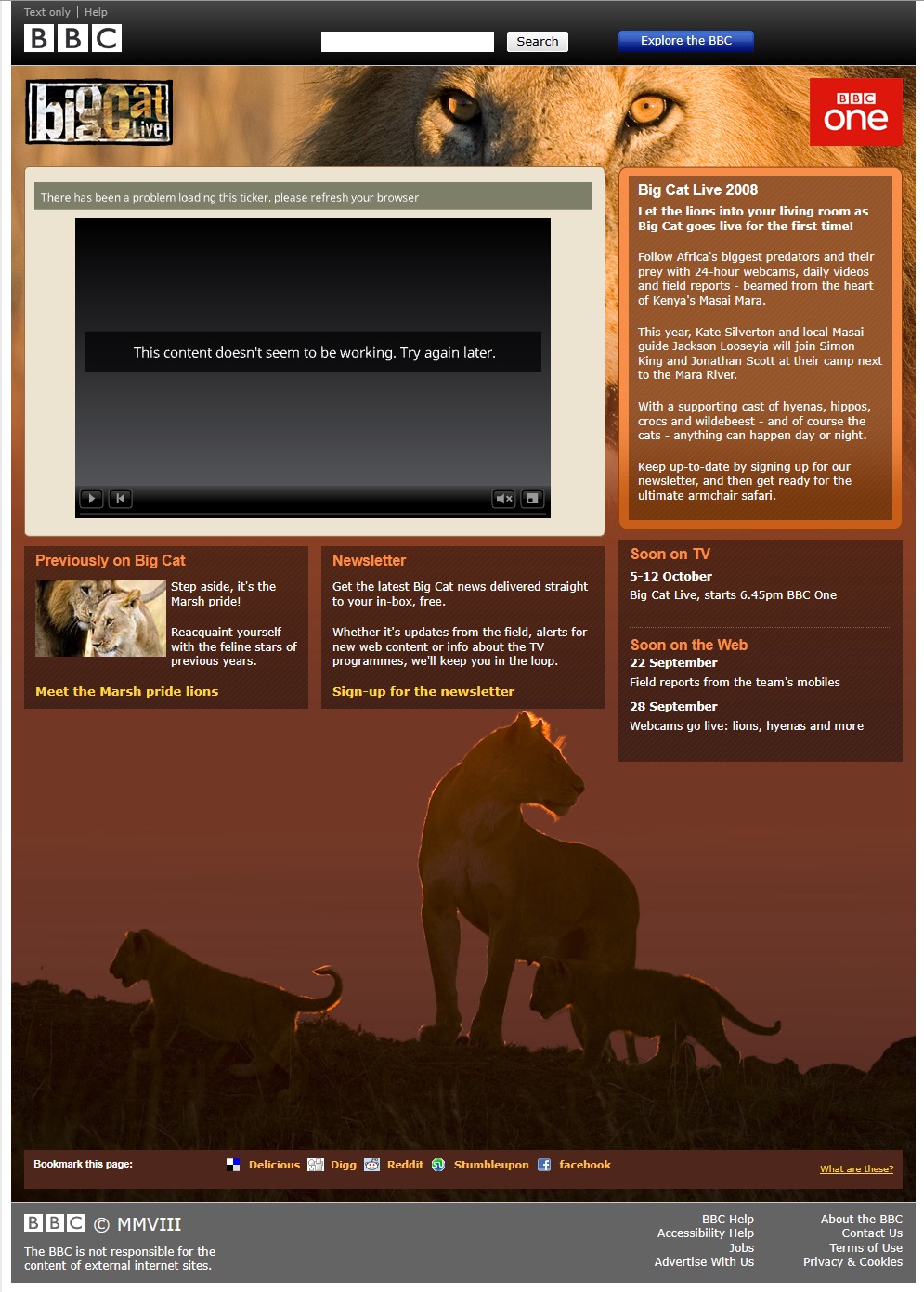 Big Cat Live 2008 Website