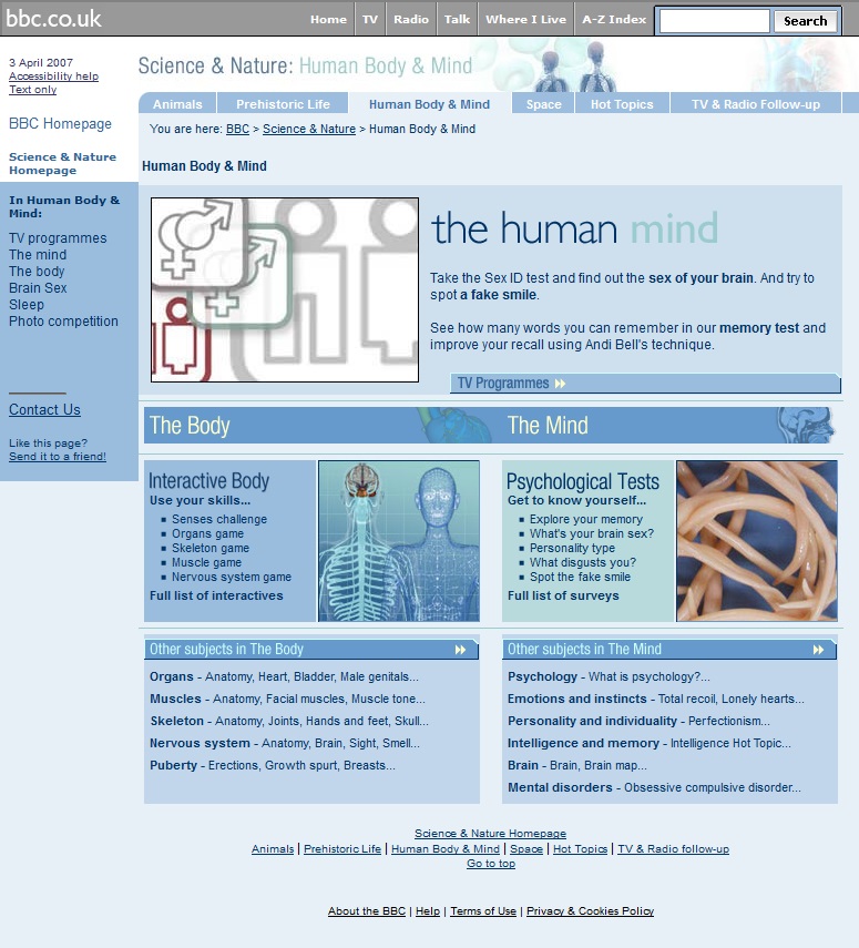 Human Body & Mind Website