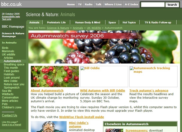 Autumnwatch 2005 Website