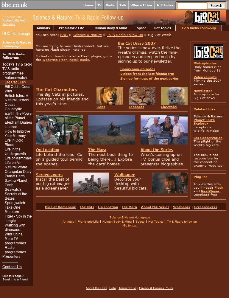 Big Cat Diary 2007 Website