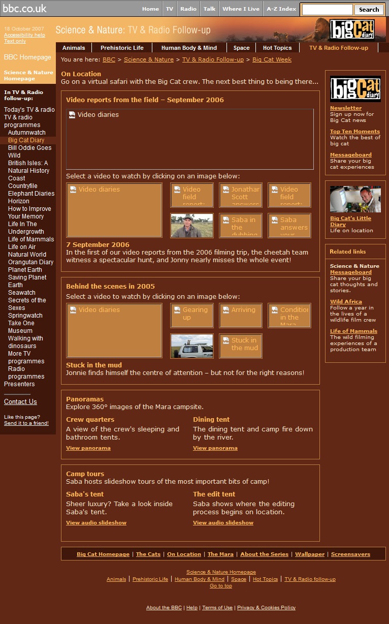 Big Cat Diary 2007 Website