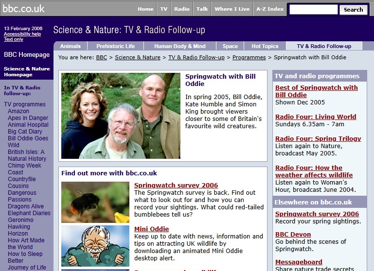 Springwatch 2006 Website
