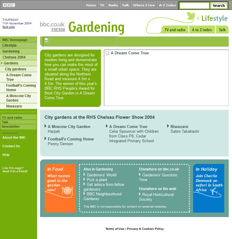 RHS Chelsea Flower Show 2004 Website
