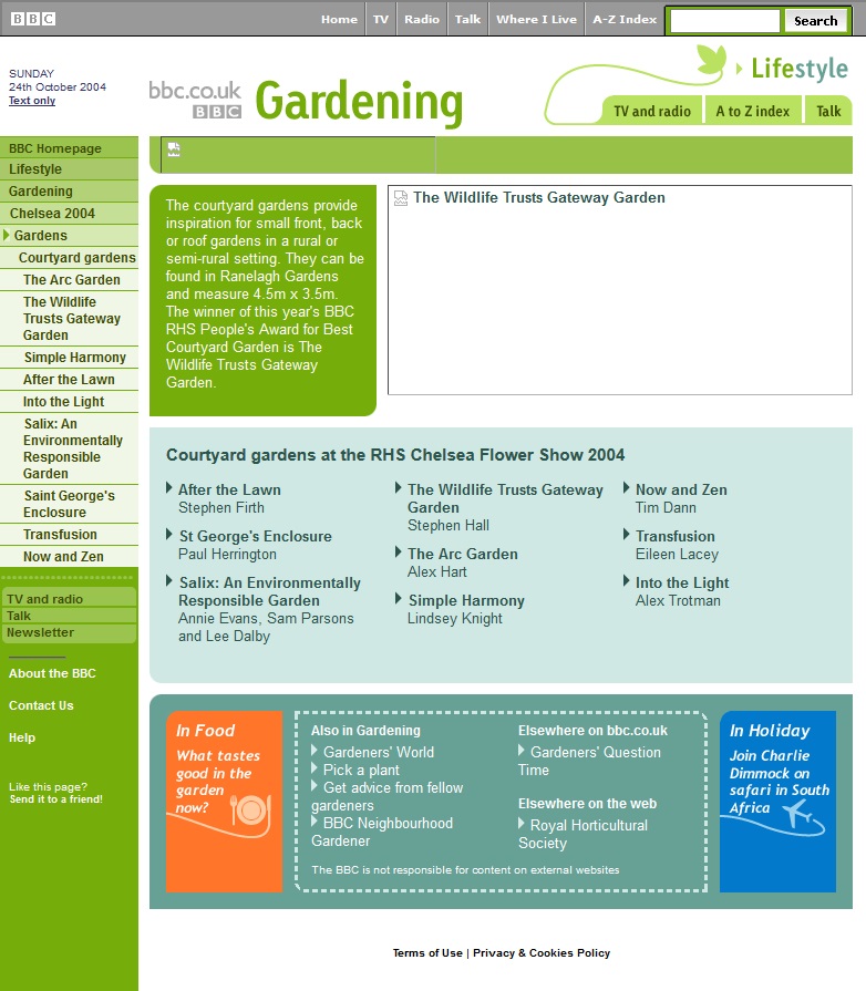 RHS Chelsea Flower Show 2004 Website