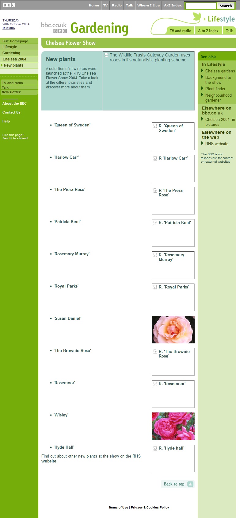 RHS Chelsea Flower Show 2004 Website