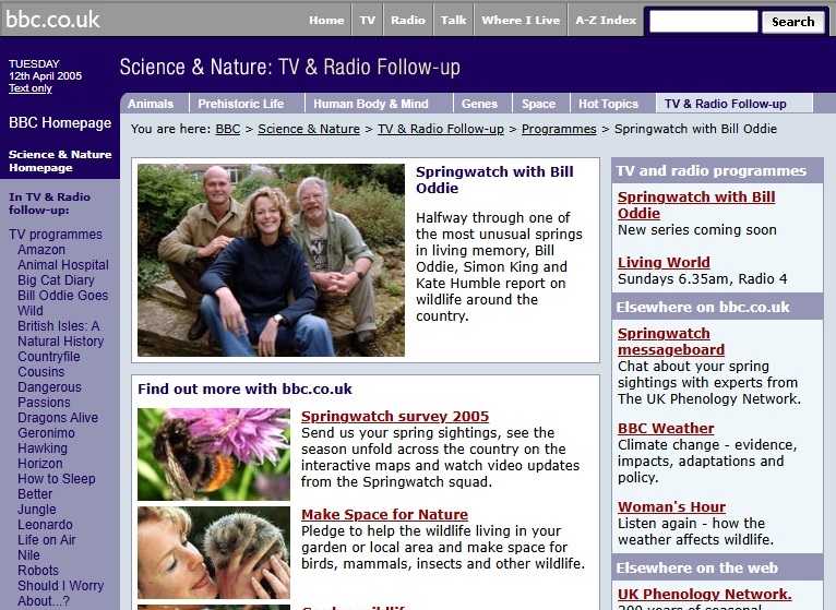 Springwatch 2005 Website