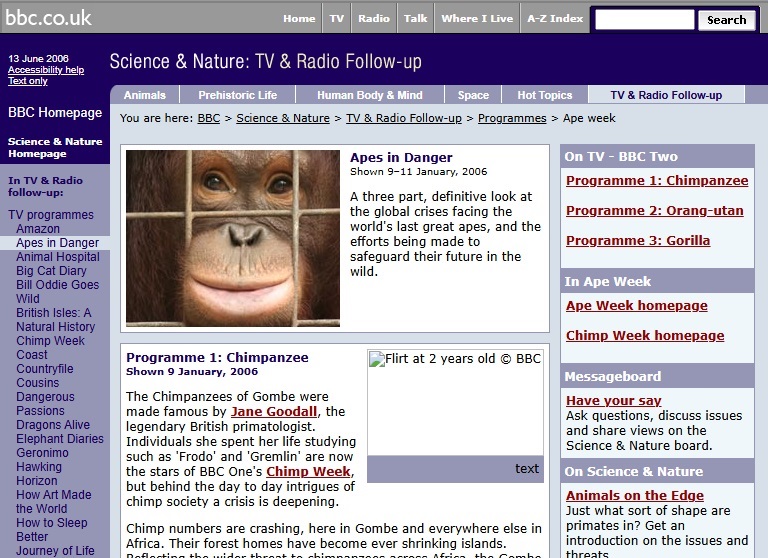 Apes In Danger Website