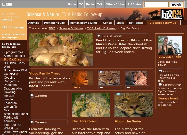 Big Cat Diary 2004 Website