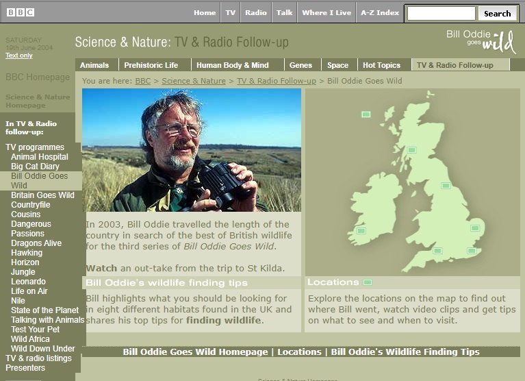 Bill Oddie Goes Wild Website