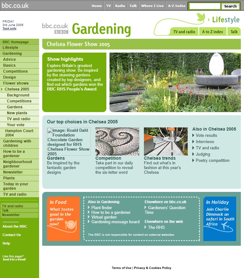 Chelsea Flower Show 2005 Website