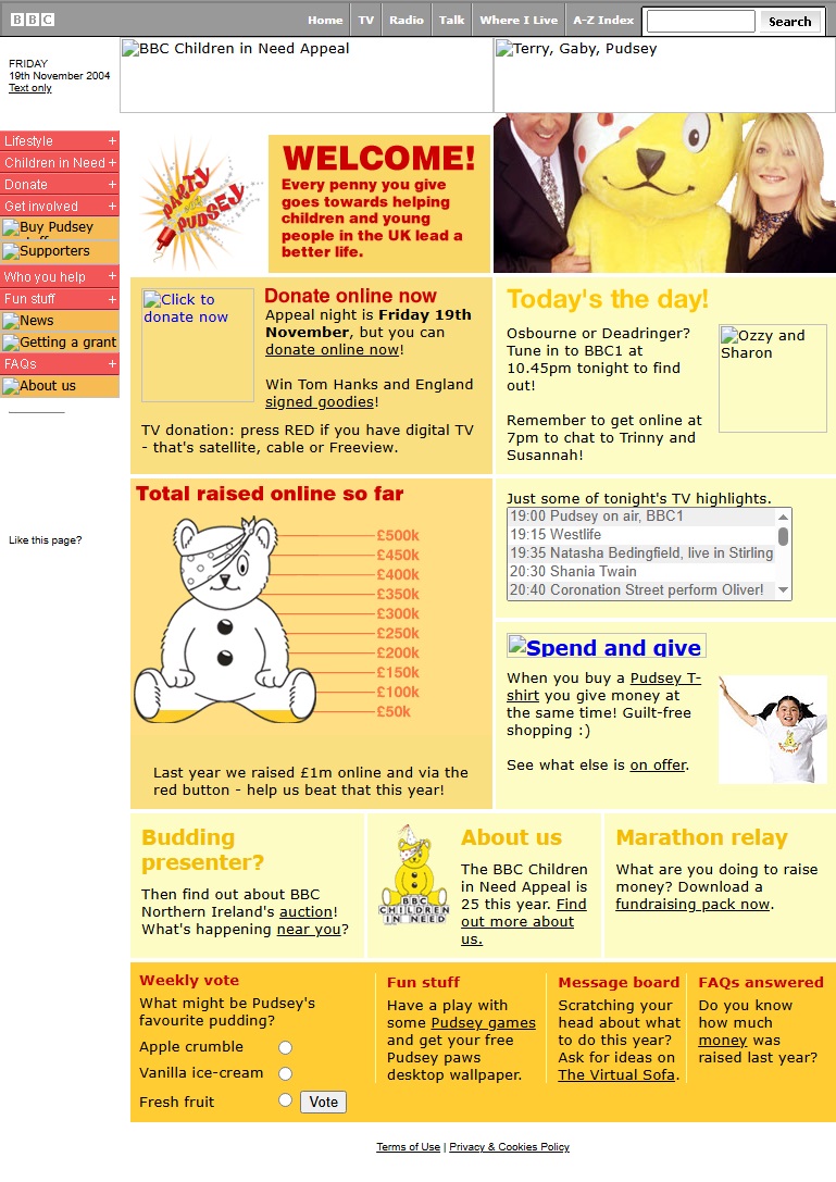 Children In Need 2004 Website