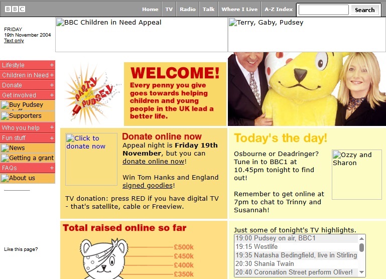 Children In Need 2004 Website