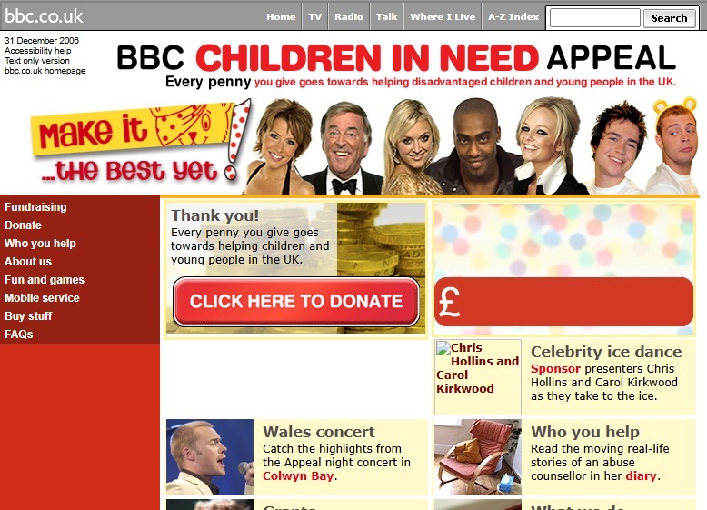 Children In Need 2006 Website