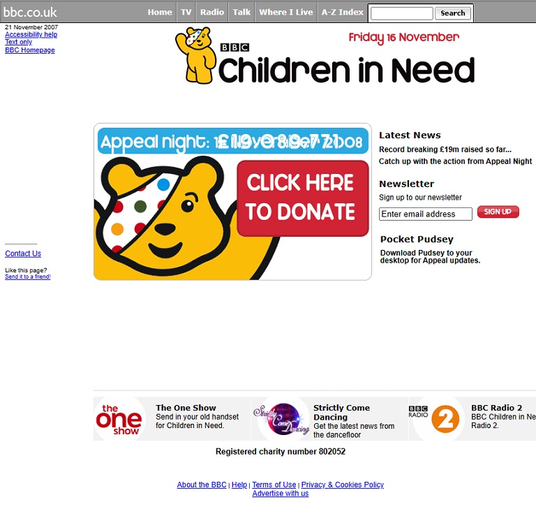 Children In Need 2007 Website