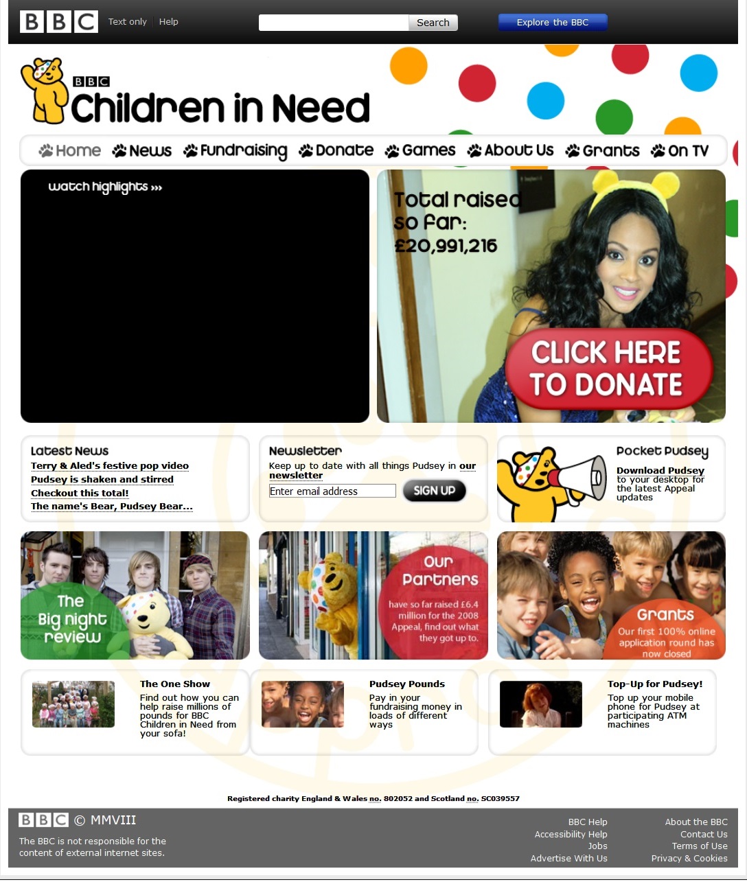 Children In Need 2008 Website