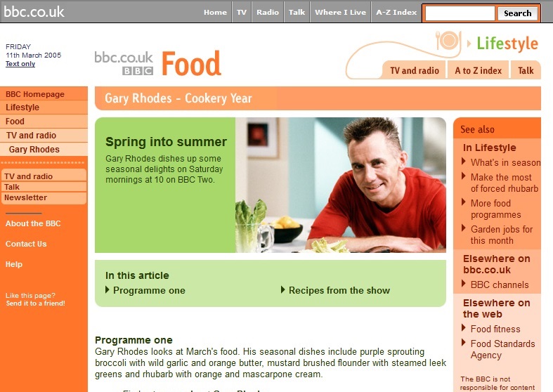 Gary Rhodes Cookery Year Website