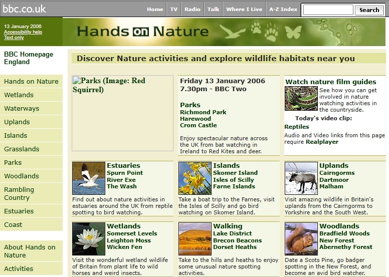 Hands On Nature Website