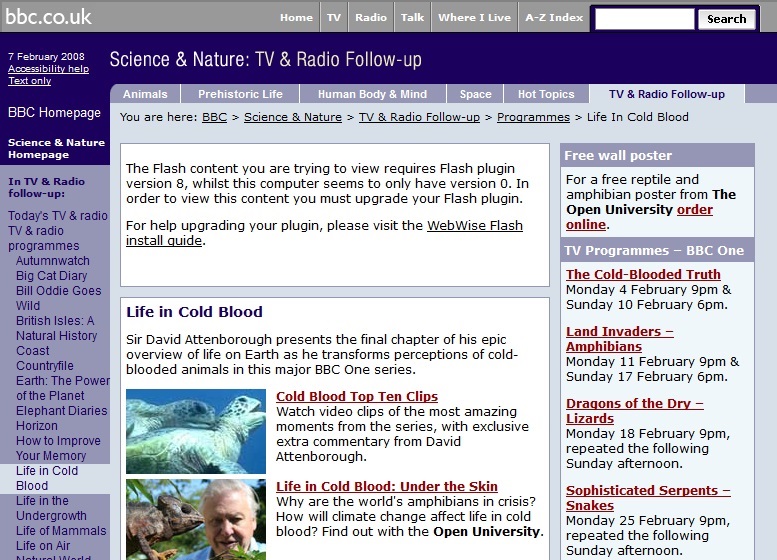 Life In Cold Blood Website