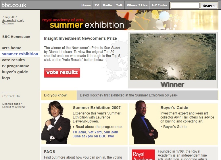 Royal Academy Summer Exhibition Website