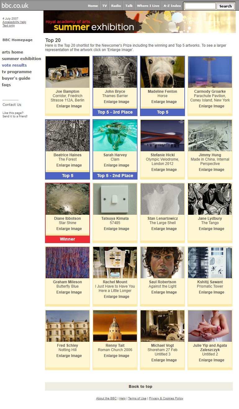 Royal Academy Summer Exhibition Website