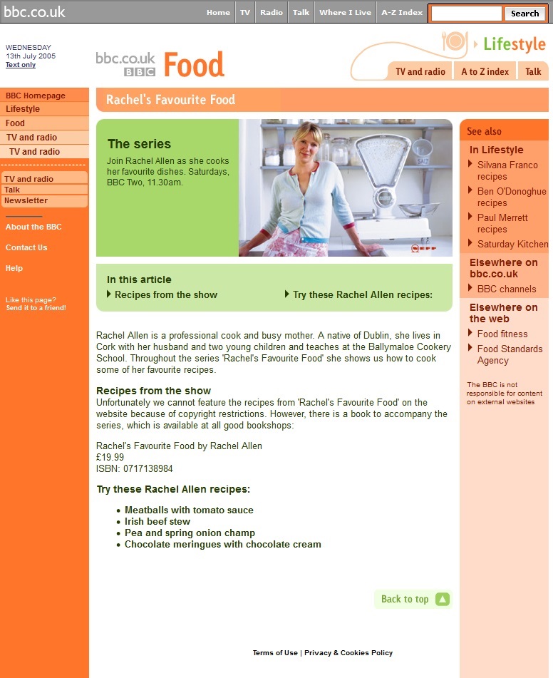 Rachel's Favourite Food Website