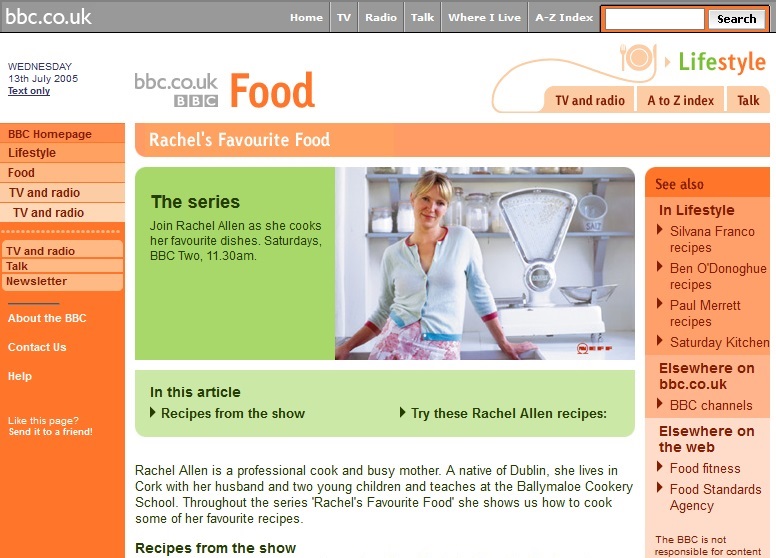 Rachel's Favourite Food Website