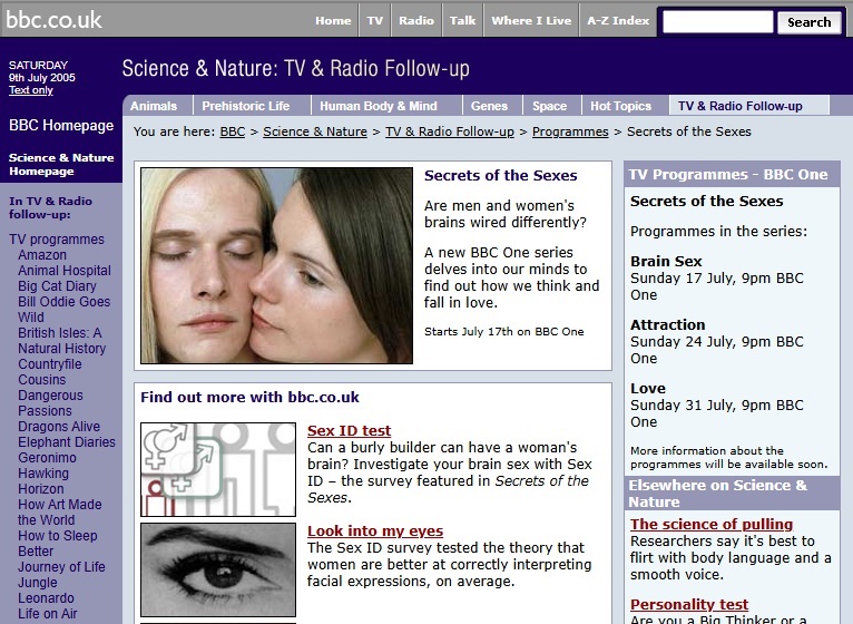 Secrets Of The Sexes Website