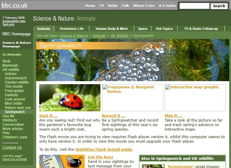 Springwatch 2006 Survey Website