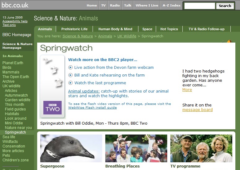 Springwatch 2007 Website