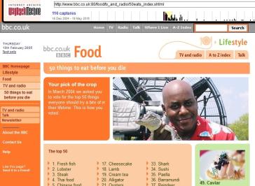 50 Things To Eat Before You Die Website
