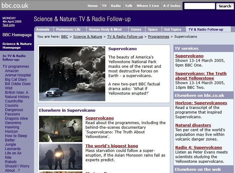 Supervolcano Website