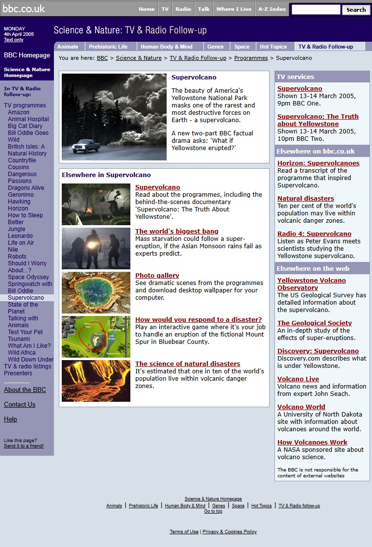 Supervolcano Website