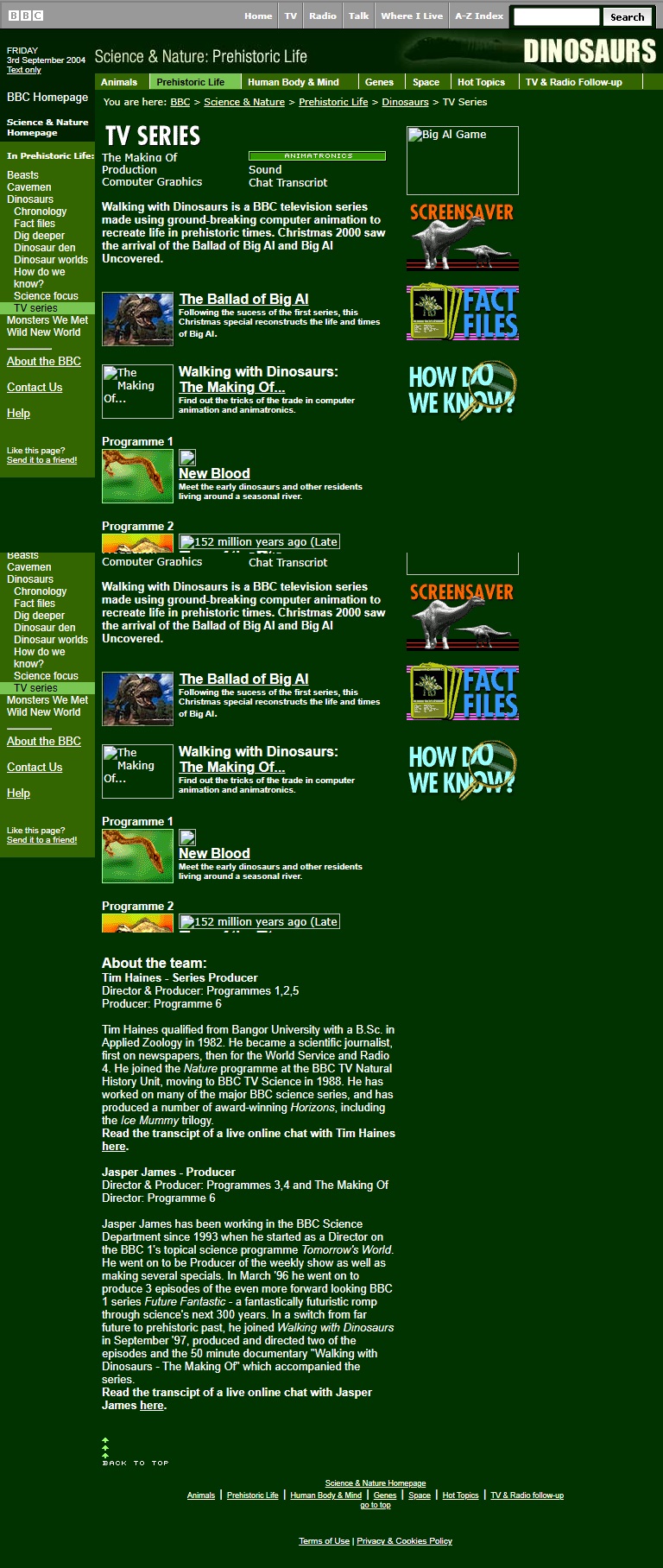 Walking With Dinosaurs Website