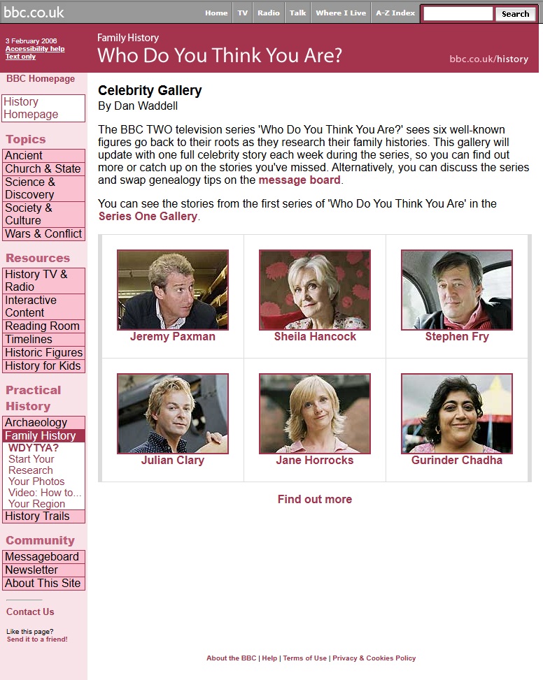 Who Do You Think You Are? Series 2 Website
