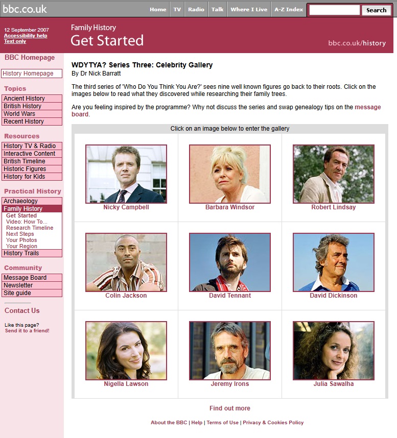 Who Do You Think You Are? Series 3 Website